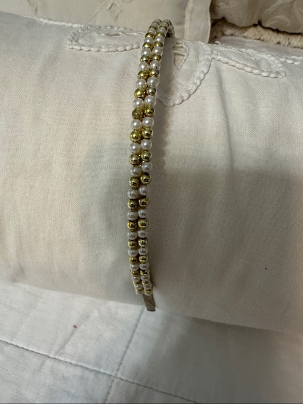 Gold and Pearl Beaded Headband
